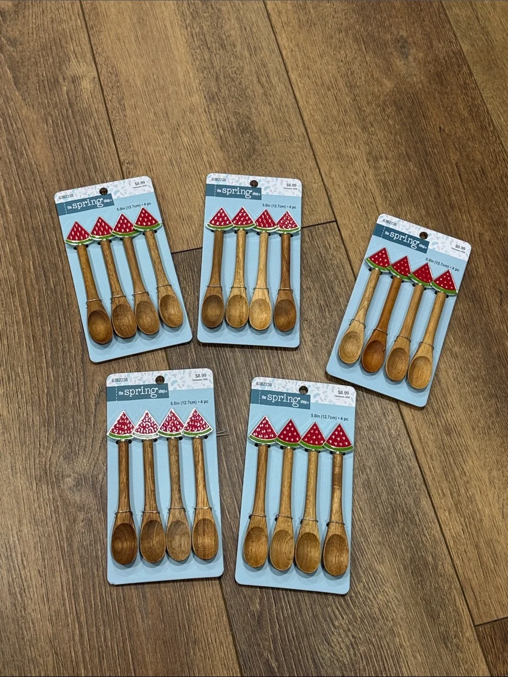 Spring Collection Wooden Kids' Spoon Set with Watermelon Decor - Natural Wood